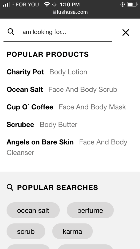 lush search mobile ecommerce merchandising