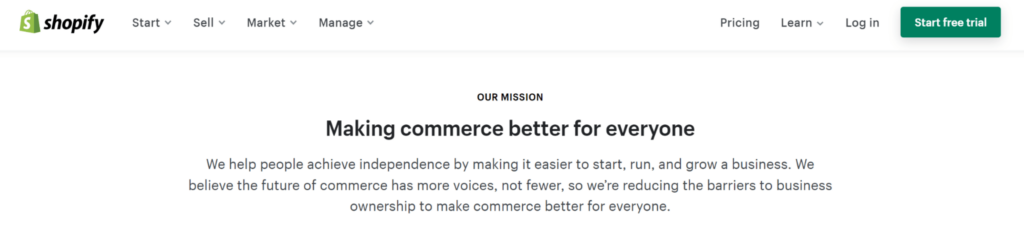 shopify Mission Statement Examples mission statement examples