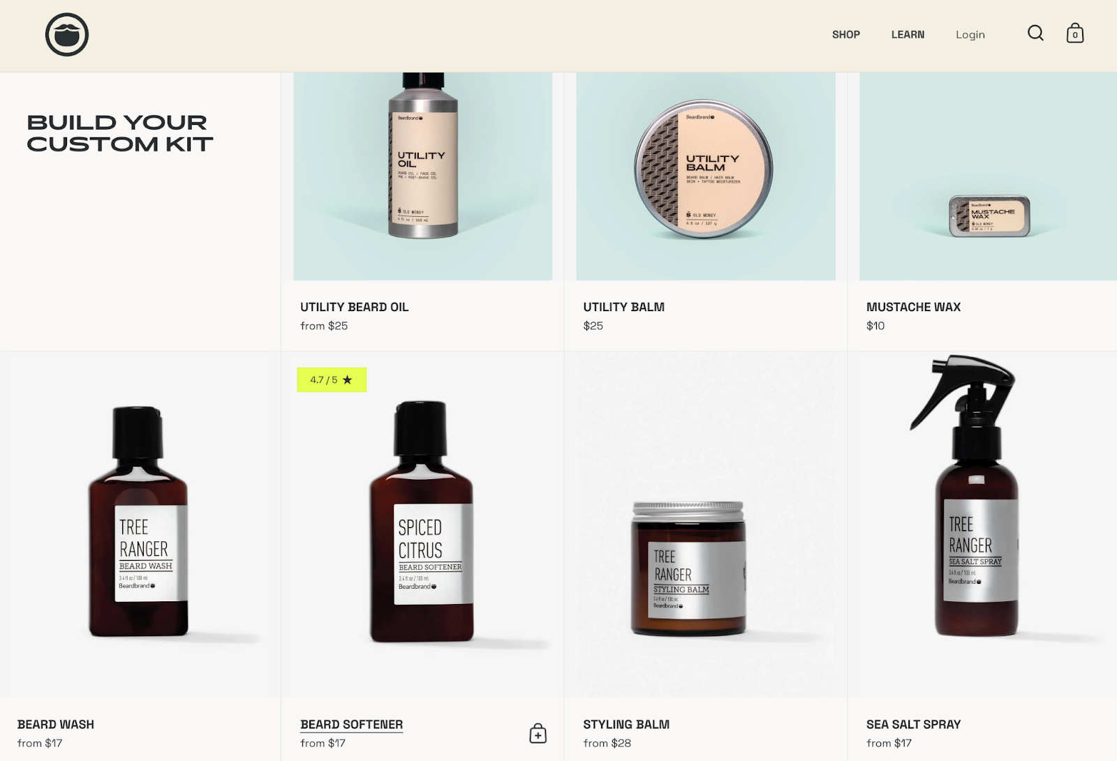 beardbrand custom kit beauty ecommerce