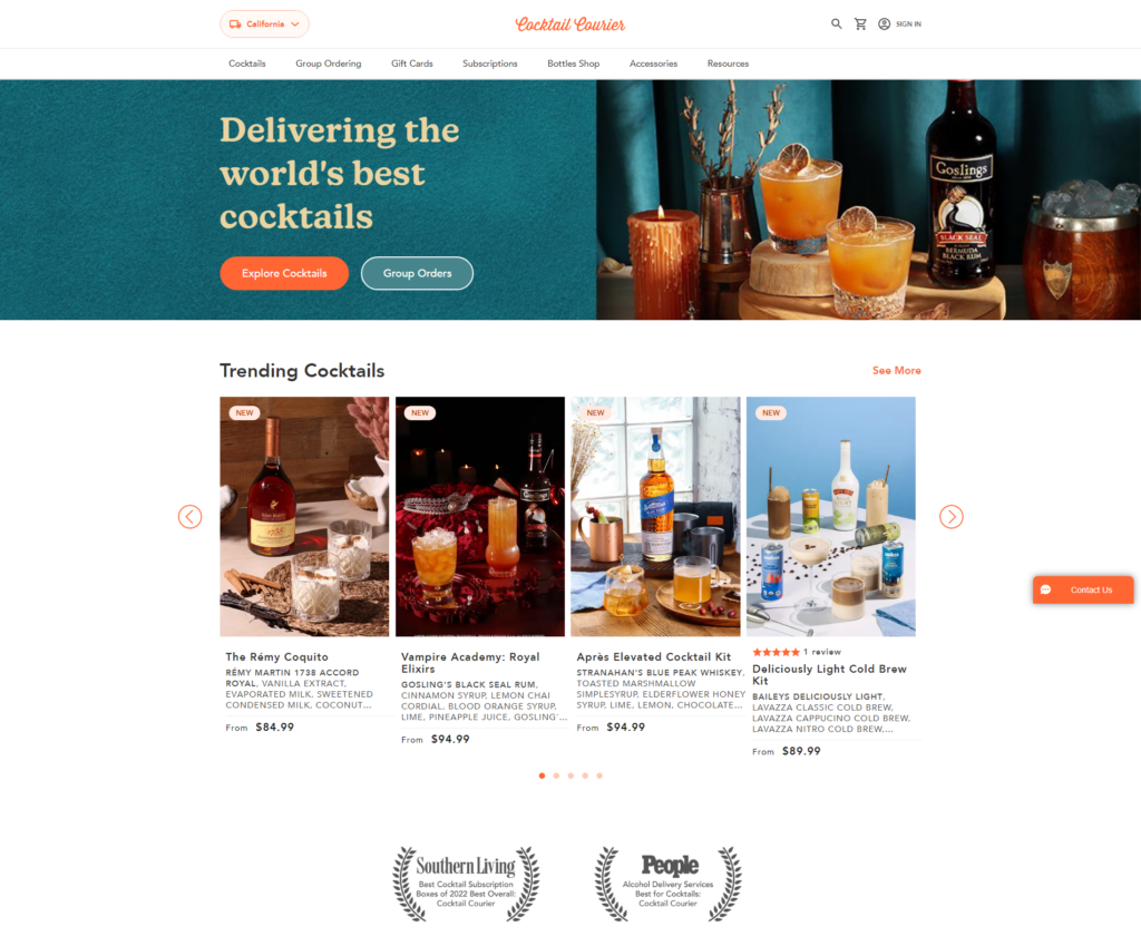cocktail courier bigcommerce example bigcommerce websites