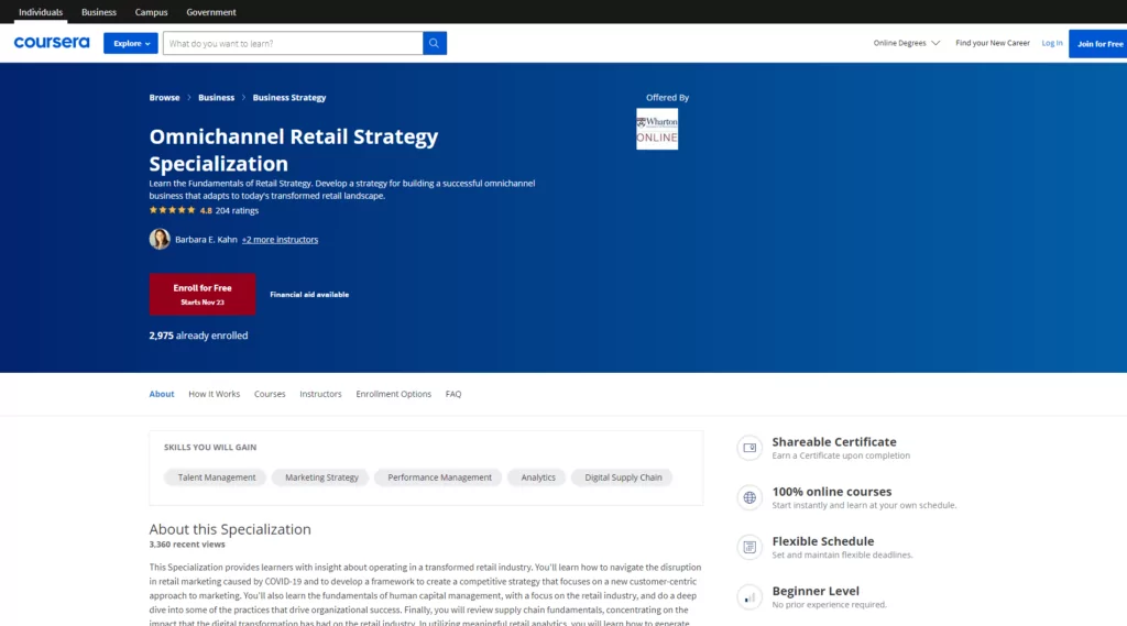 coursera omnichannel retail strategy ecommerce courses