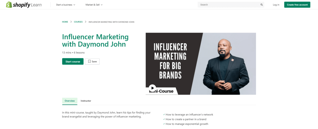 shopify influencer marketing ecommerce courses