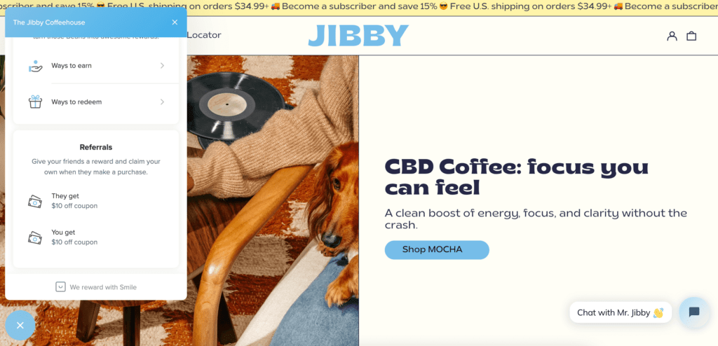 Jibby Coffee Referral Screenshot best types of loyalty programs