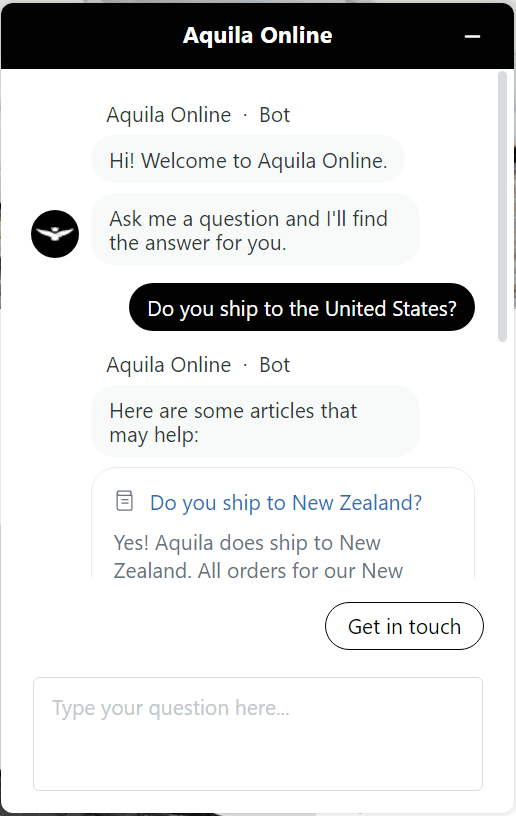 aquila shipping answers conversational commerce