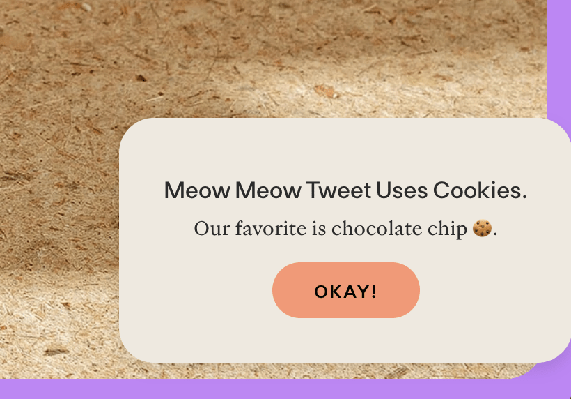 MeowMeowTweet cookies popup cookies ecommerce