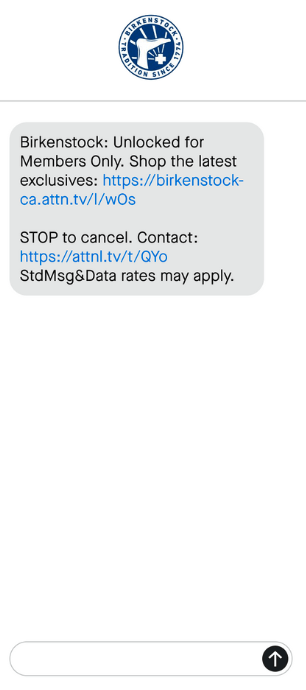 Birkenstock SMS shopify sms