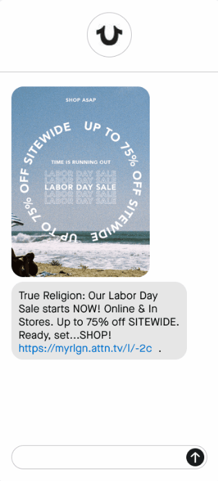 True Religion SMS shopify sms