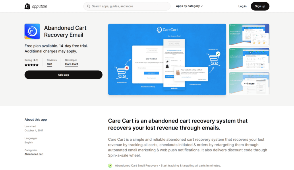 abandoned cart recovery shopify integrations