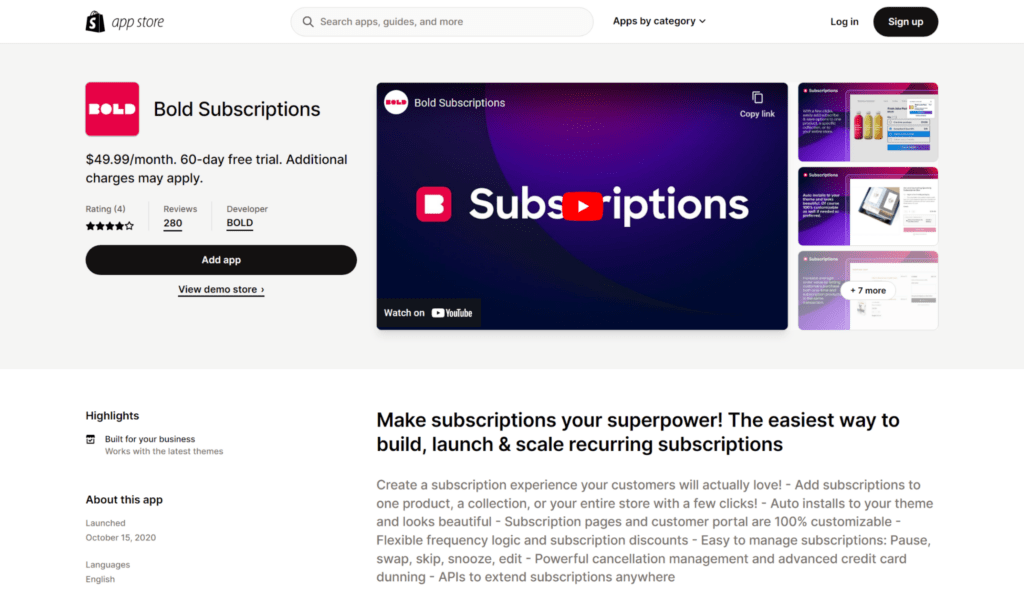 bold subscriptions shopify integrations