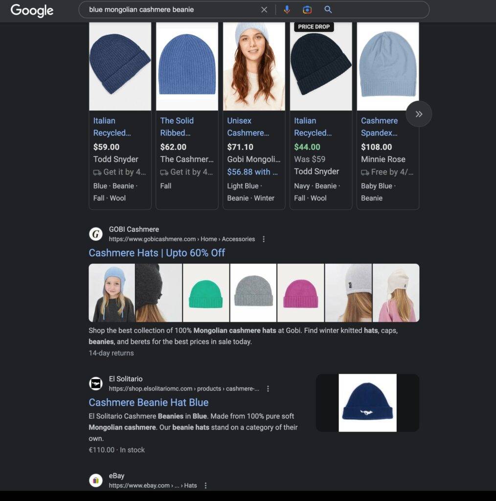 cashmere beanie search shopify marketing strategies