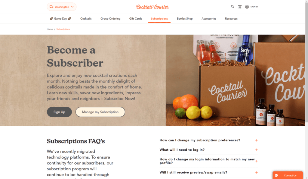 cocktail courier subscription dtc marketing