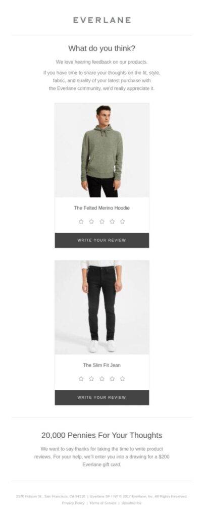 everlane request how to ask for reviews