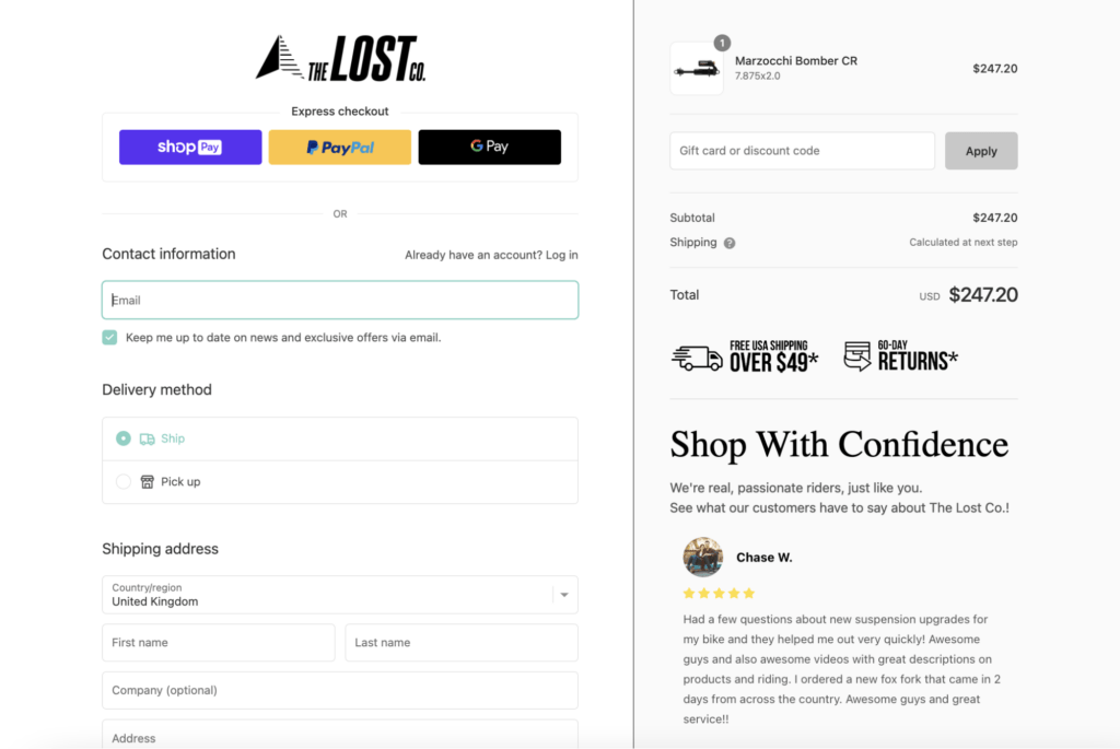 lost co checkout shopify checkout customization