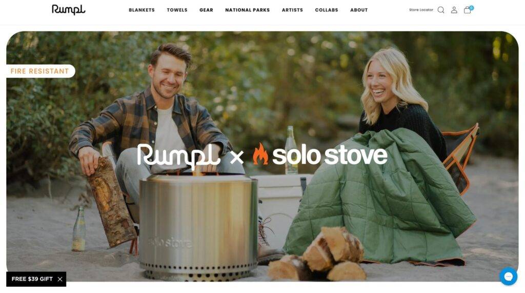 rumpl solo above fold shopify landing page examples