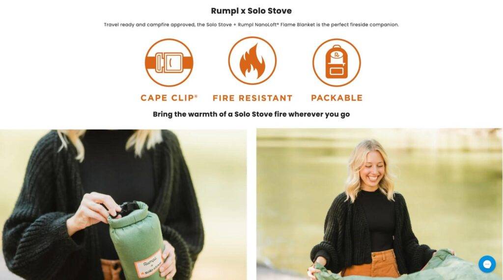 rumpl solo stove features shopify landing page examples