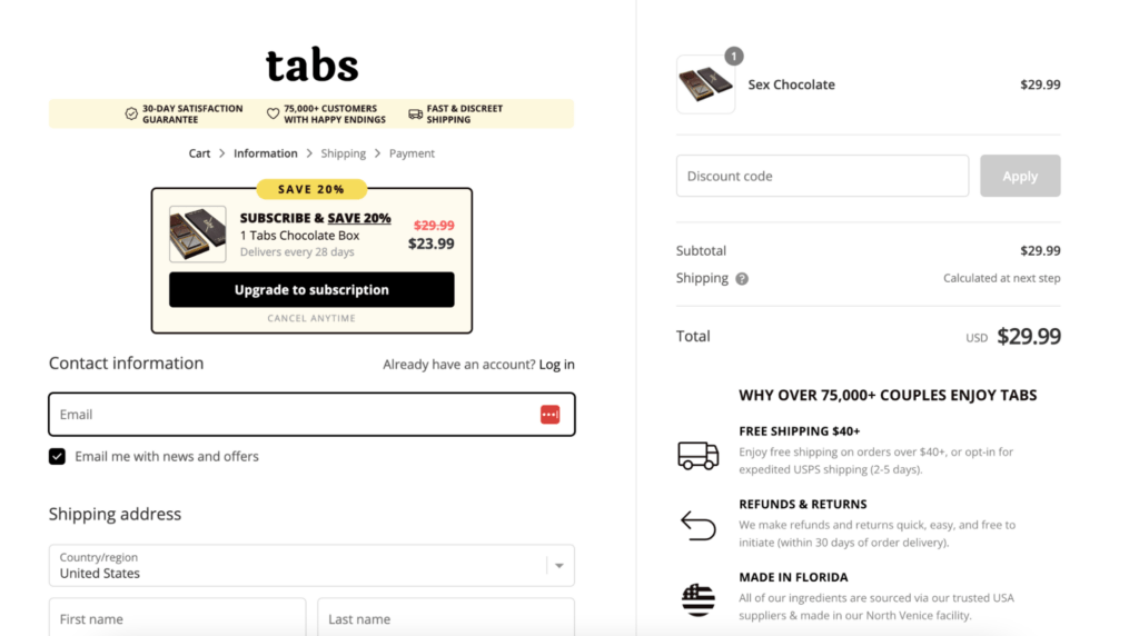 tabs checkout shopify checkout customization