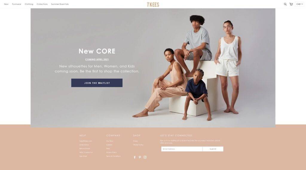 tkees coming soon shopify landing page examples