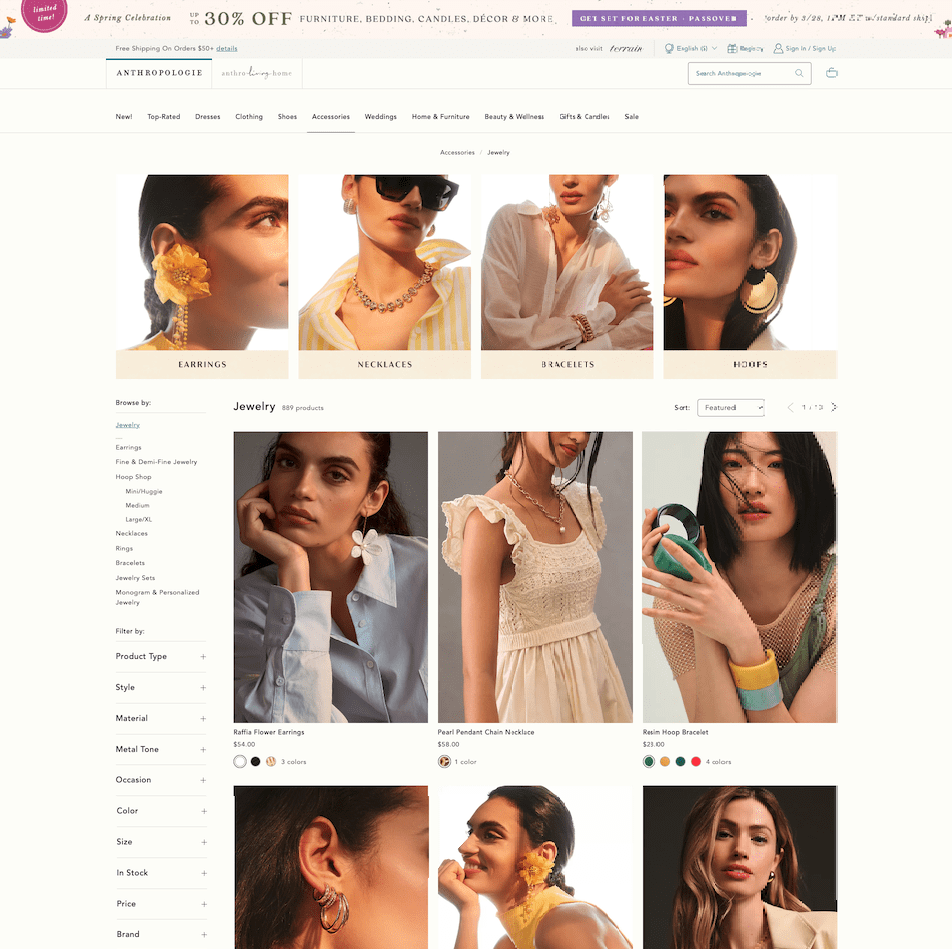 Anthropologie Shopify Jewelry Store shopify jewelry stores