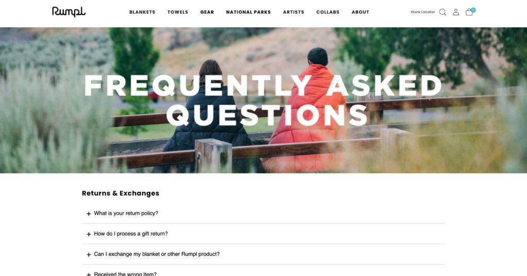 FAQ – Rumpl shopify faq page