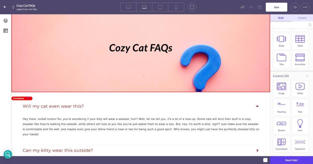 page builder faq page customize shopify faq page