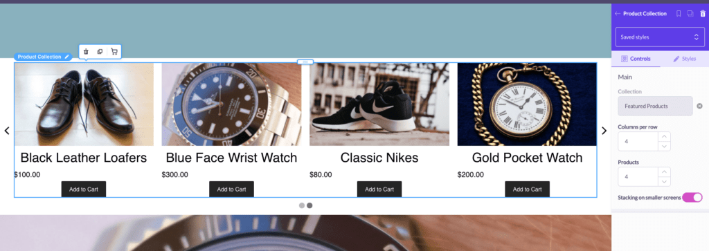 product collection slider shopify homepage