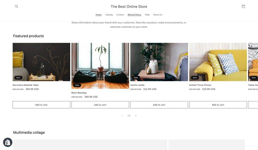 shopify store featured collection shopify homepage