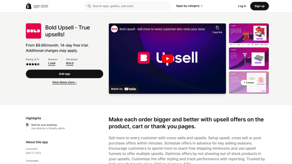 bold upsell shopify upsell apps