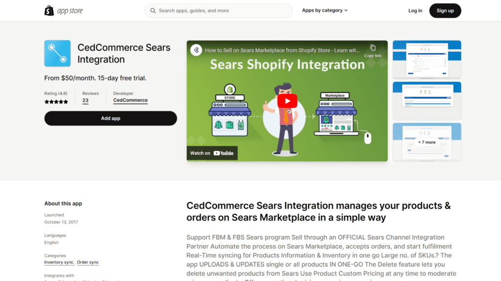 cedcommerce sears shopify marketplace