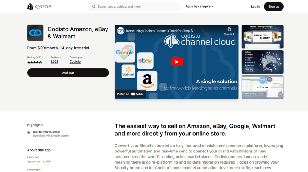 codisto amazon ebay walmart shopify marketplace