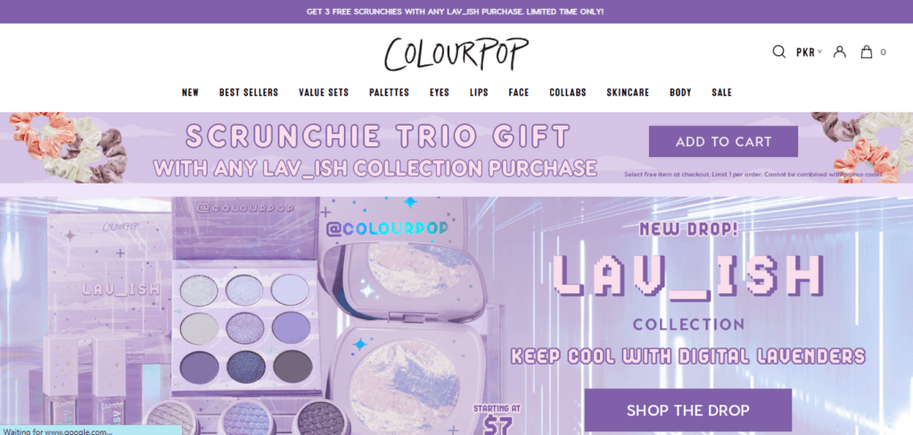 Screenshot of Colourpop.com
