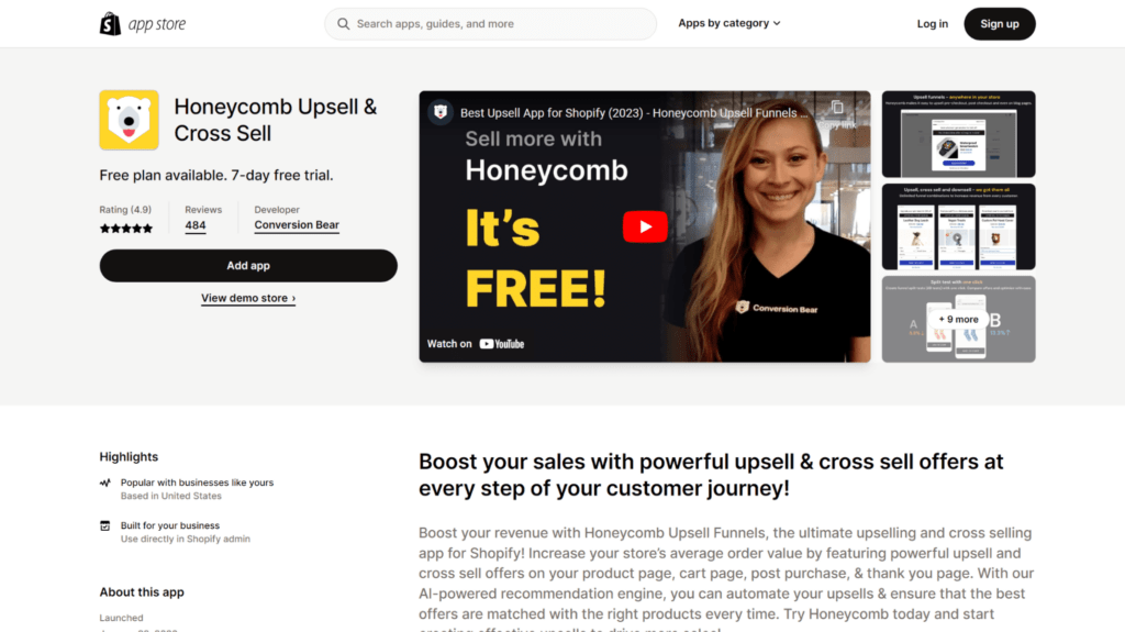 honeycomb shopify upsell apps