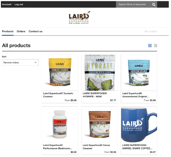 Screenshot of Laird Superfood's website