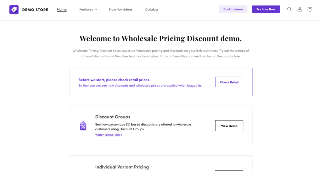 Screenshot of Wholesale Pricing Discount website