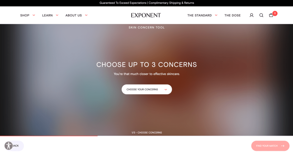 Exponent Skin Quiz 1 shopify beauty stores