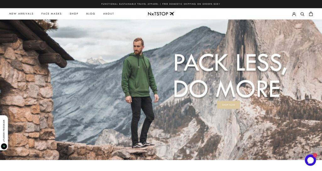 NxTSTOP above fold homepage ecommerce homepage examples