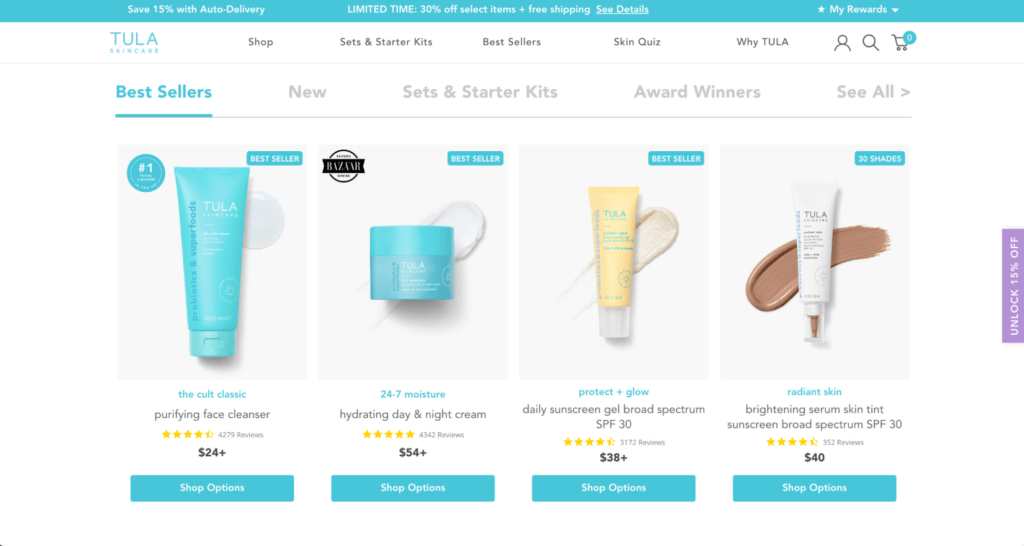 TULA Skincare Ecommerce Website Design 1 ecommerce website design