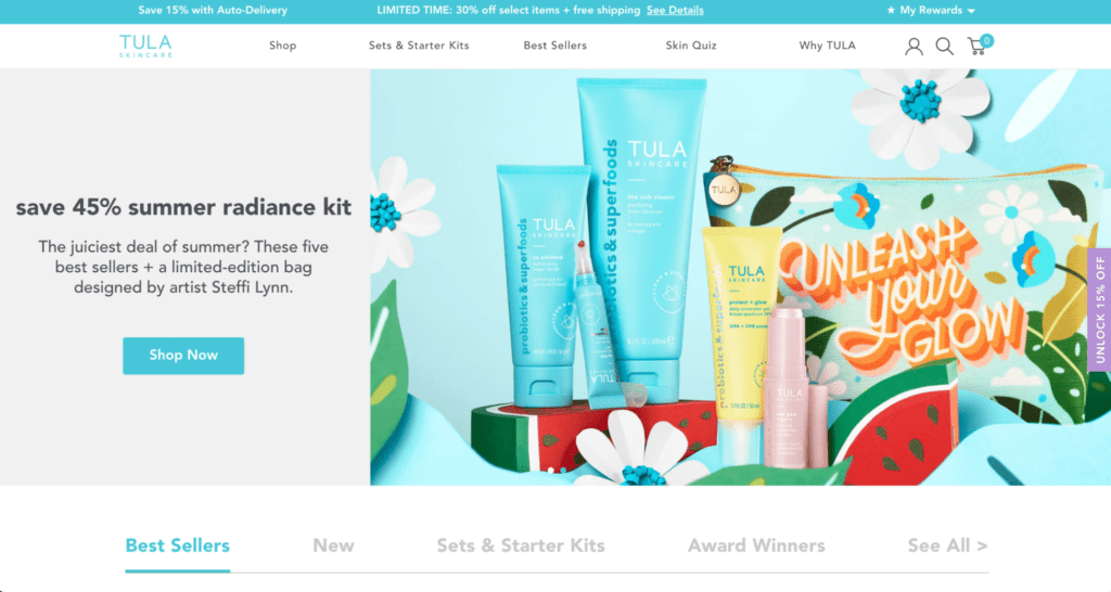 TULA Skincare Ecommerce Website Design 2 ecommerce website design