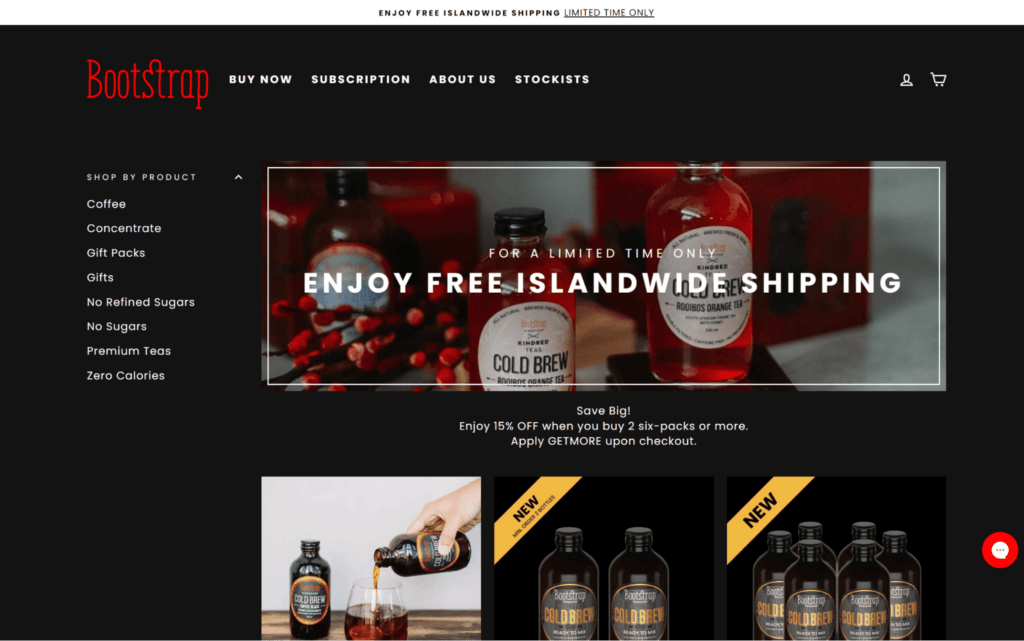 bootstrap islandwide shipping shopify free shipping