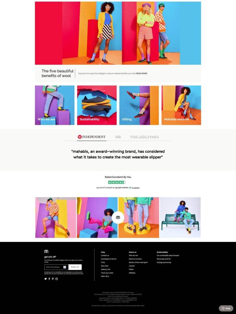 mahabis slippers – footwear for time well spent end ecommerce homepage examples