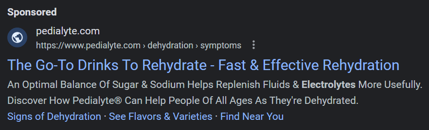 pedialyte ad ppc landing pages