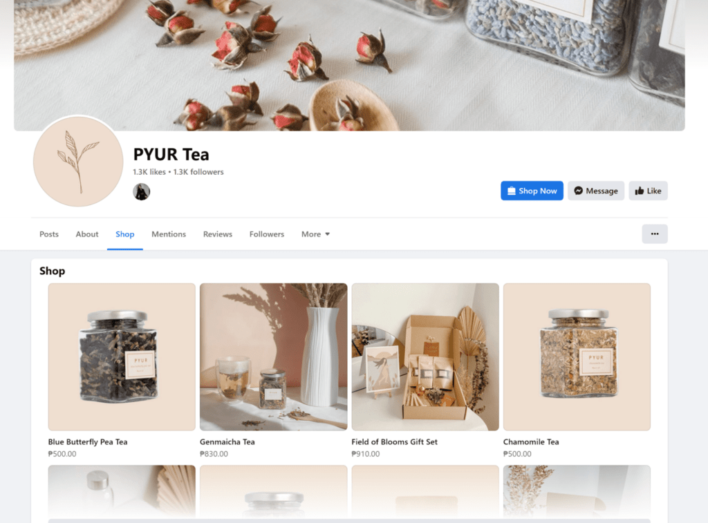 pyur tea facebook shop how to sell on facebook marketplace