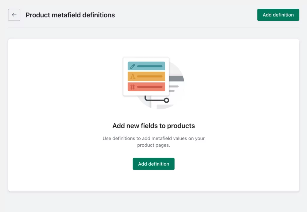 Product metafield definition shopify metafields