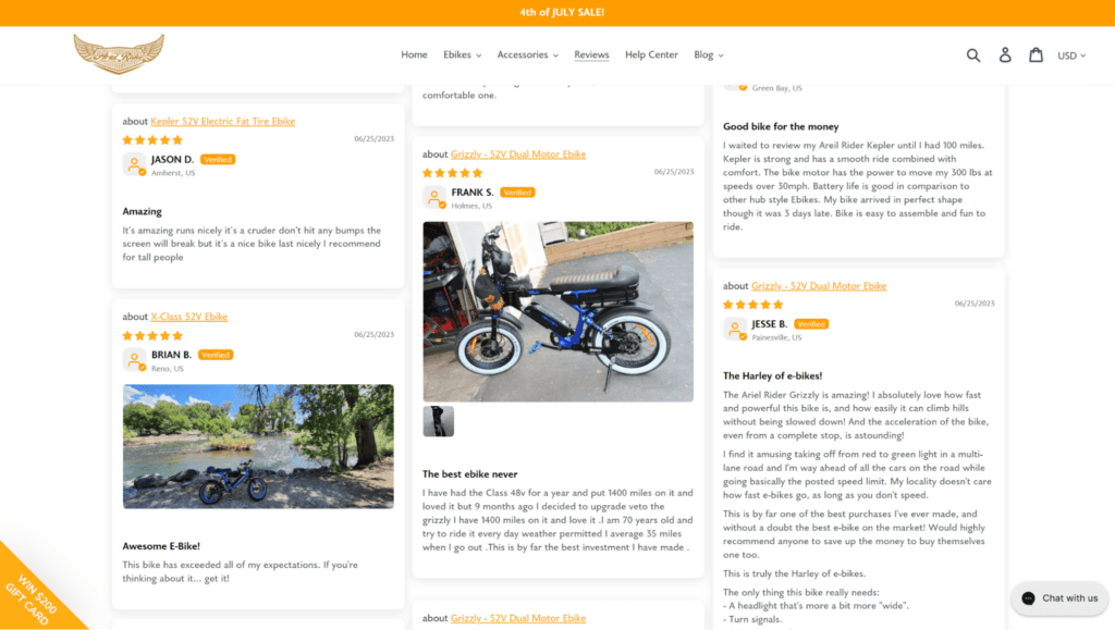 ariel rider image reviews ecommerce testimonial pages