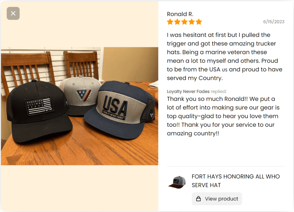 hat review srvs ecommerce testimonial pages