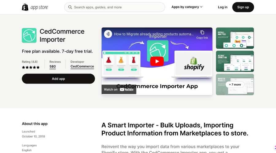 Screenshot of CedCommerce in Shopify app store