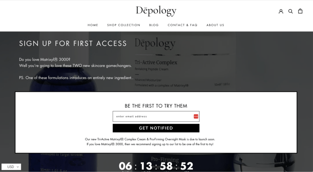 Depology coming soon page example