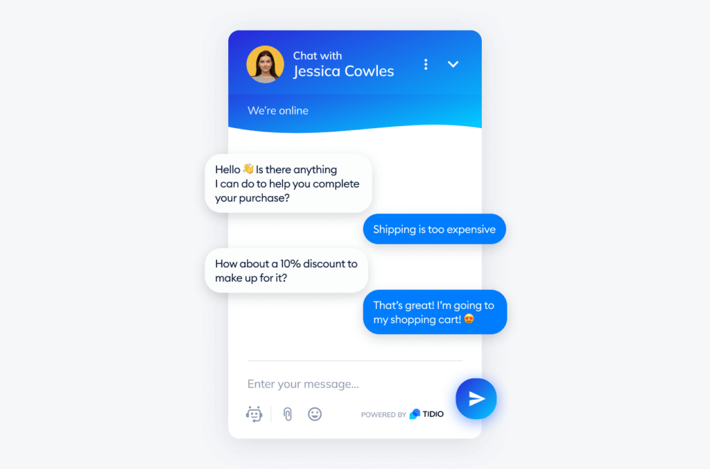 Ecommerce customer chat example