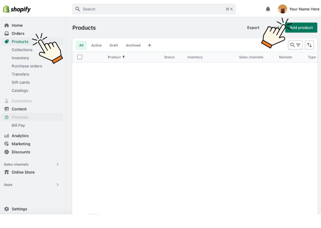 Screenshot of adding a new product on Shopify