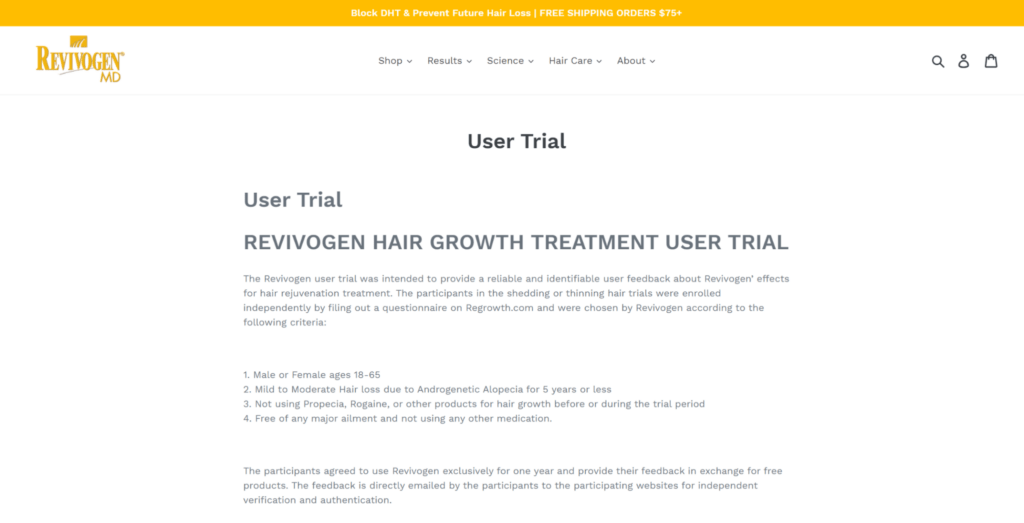 revivogen user trial ecommerce testimonial pages