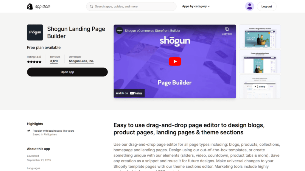 shogun shopify page builder ecommerce testimonial pages